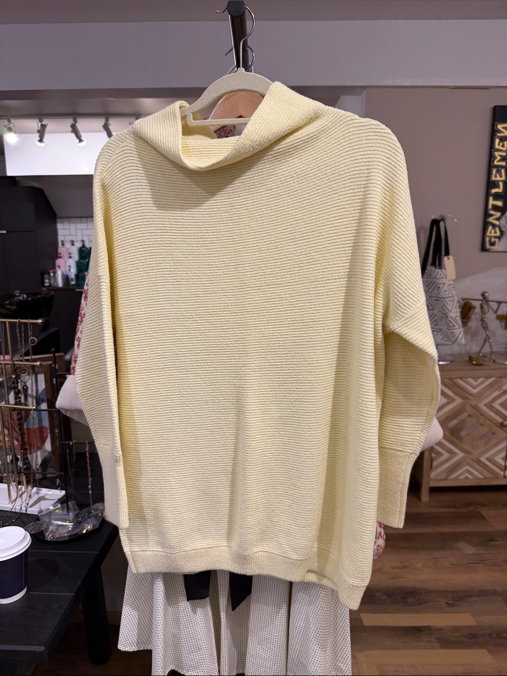 RD Style Pale Yellow Ribbed Turtleneck Sweater